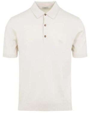 Etro Tops ,Wit ,Katoen Korte Mouw Gebreide Poloshirt