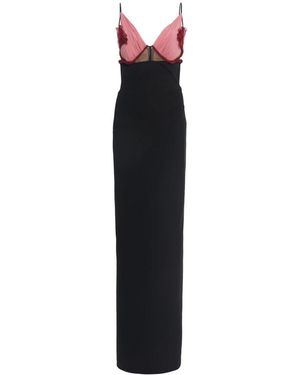 Nensi Dojaka Schwarzes Kleid Mit Blumenapplikation