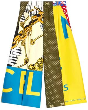 Celine Broeken ,Veelkleurig ,Leer Cropped Broek Van Zijde Twill - Geel