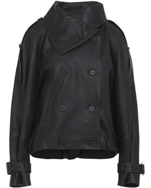 Acne Studios Jassen ,Zwart ,Leer Dubbelrijige Leren Jas Met Gespmanchetten