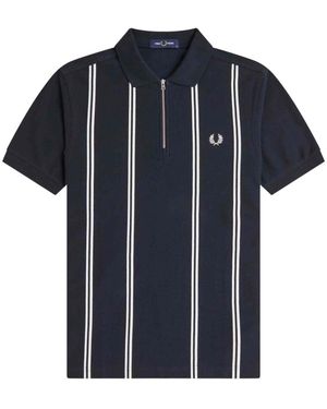Fred Perry Polo Shirt Met Verticale Strepen - Zwart
