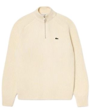 Lacoste Pullover Aus Gekämmter Wolle Mit Halbem Reißverschluss - Natur
