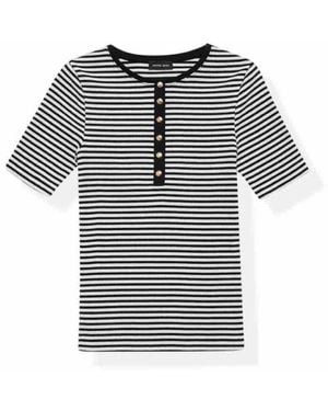 Anine Bing Gestreiftes Geripptes Henley Tee - Schwarz