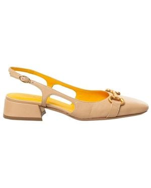 Mara Bini Schoenen ,Leer Slingback Sandaal - Geel