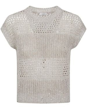Peserico Round-Neck Knitwear - Grey