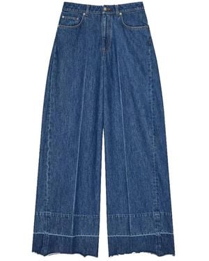 Givenchy Raw Edge Wide Leg Denim Broeken - Blauw