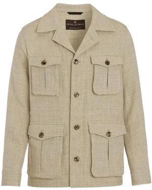 Oscar Jacobson Jassen ,Katoen Sirolo Regular Fit Skjortejakke Twill - Naturel