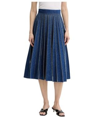 Twinset Rokken ,Blauw ,Denim Geplooide Denim Midi Rok