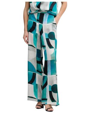 Joseph Ribkoff Broeken ,Veelkleurig ,Satijn Geometric Wide Leg Pants - Blauw