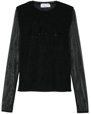 Blumarine Overhemden ,Zwart ,Zwart Gebreide Kleding Aw 24