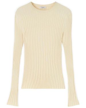 mötivi Pullover Aus Rippstrick Mit Ausgestelltem Bündchen - Natur