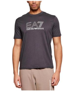 EA7 Tops ,Grijs ,Katoen T-Shirt Met Korte Mouwen En Ronde Hals Van Katoen