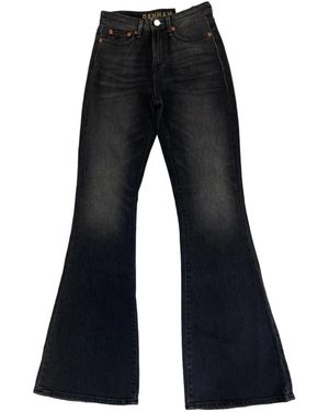 Denham Jeans ,Zwart ,Katoen Zwarte Jeans Met Hoge Taille En Flare Pasvorm - Blauw