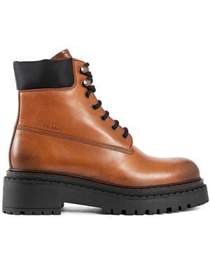Prada Lace-Up Boots - Brown