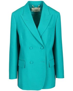 Fendi Grain De Poudre Wollen Blazer - Blauw