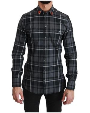Dolce & Gabbana Elegant Checkered Martini Dress Shirt - Black