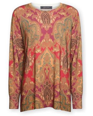 Elena Miro Bedruckter Pullover Mit Rundhalsausschnitt - Pink
