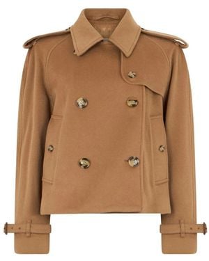 Burberry Double-Breasted Coats - Marrone