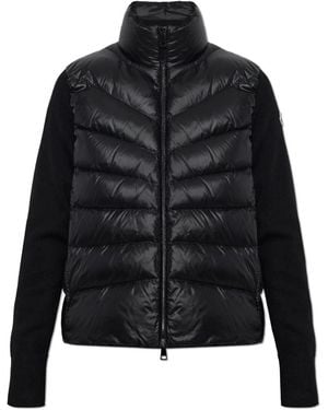 Moncler Truien & Vesten ,Zwart ,Wol Gewatteerde Wol Cardigan