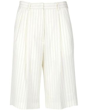 MSGM Weiße shorts mit hoher taille und falten