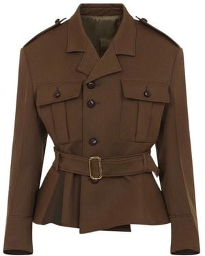 Celine Pech-Jacke Aus Diagonal Gewebter Wolle - Braun