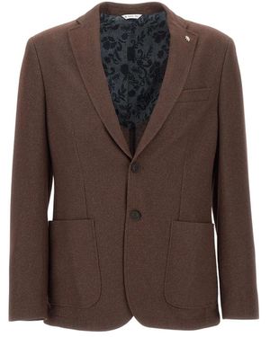 Manuel Ritz Jassen ,Bruin ,Leer Single-Breasted Semi-Gevoerde Blazer