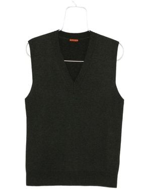 Barena Grüner V-Ausschnitt Rippstrick Pullover - Schwarz
