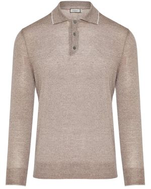 Canali Truien & Vesten ,Wol Wollen Polo Shirt Gemaakt - Grijs