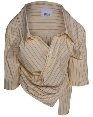 Erika Cavallini Semi Couture Overhemden ,Katoen Crop Shirt - Naturel