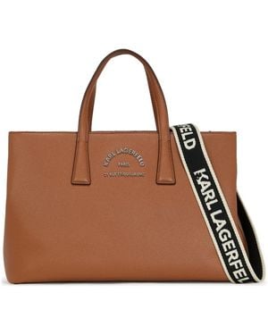 Karl Lagerfeld Rue St-Guillaume Metal Satchel Bag - Braun