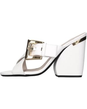 N°21 Heeled Mules - White