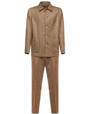 Santaniello Single Breasted Suits - Natural