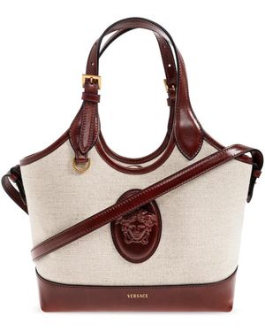 Versace Tassen ,Katoen Rivière Small Canvas Tote - Bruin