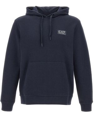 EA7 Katoenen Hoodie - Blauw