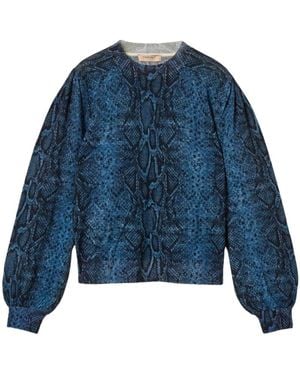 Twinset Truien & Vesten ,Blauw ,Wol Python Print Sweater