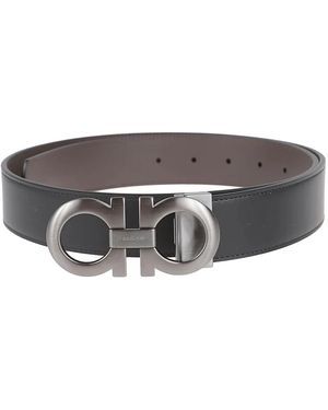 Ferragamo Omkeerbare En Verstelbare Gancini Riem - Bruin