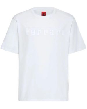 Ferrari Baumwoll-T-Shirt Mit Logo - Weiß