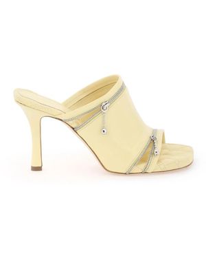 Burberry Schoenen ,Geel ,Leer Peep Mules Van Glanzend Leer - Metallic