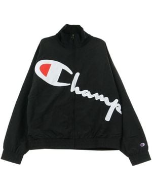 Champion Schwarze windbreaker jacke für frauen