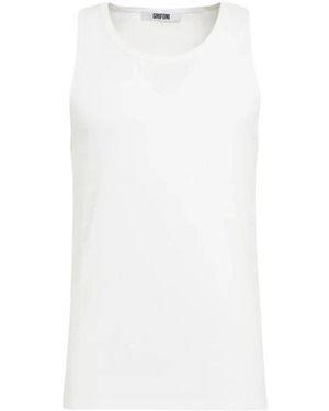 Grifoni Geribbelde Tanktop Met Brede Bandjes - Wit
