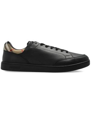 Burberry Schoenen ,Zwart ,Leer Check Leather Sneakers