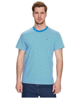 Tommy Hilfiger Klassisches Gestreiftes Kurzarm T-Shirt - Blau