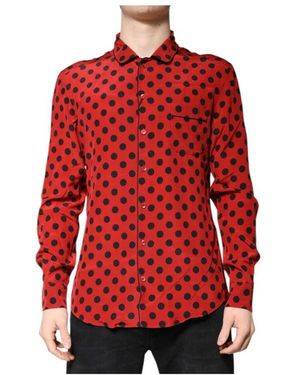 Dolce & Gabbana Rotes Seidenhemd Mit Polka Dots