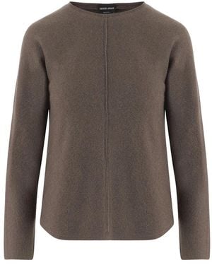 Giorgio Armani Trui Van Stretch Zijde En Kasjmier - Bruin