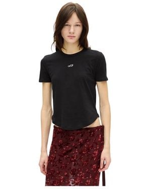 Ann Demeulemeester Tops ,Zwart ,Katoen Floor Micro T-Shirt