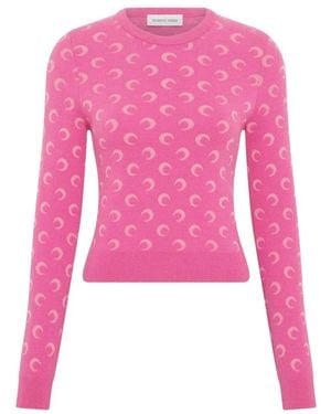 Marine Serre Round-Neck Knitwear - Rose