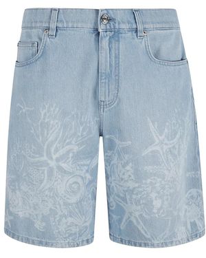 Versace Korte Denim Broek - Blauw
