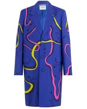 Moschino Single-Breasted Coats - Blue