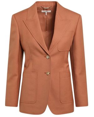 Chloé Jassen ,Oranje ,Wol Enkelrijig Gabardine Jas Van Wol - Bruin