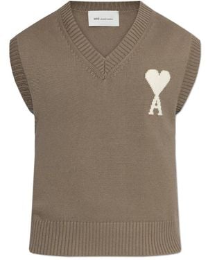 Ami Paris Sleeveless Knitwear - Grey